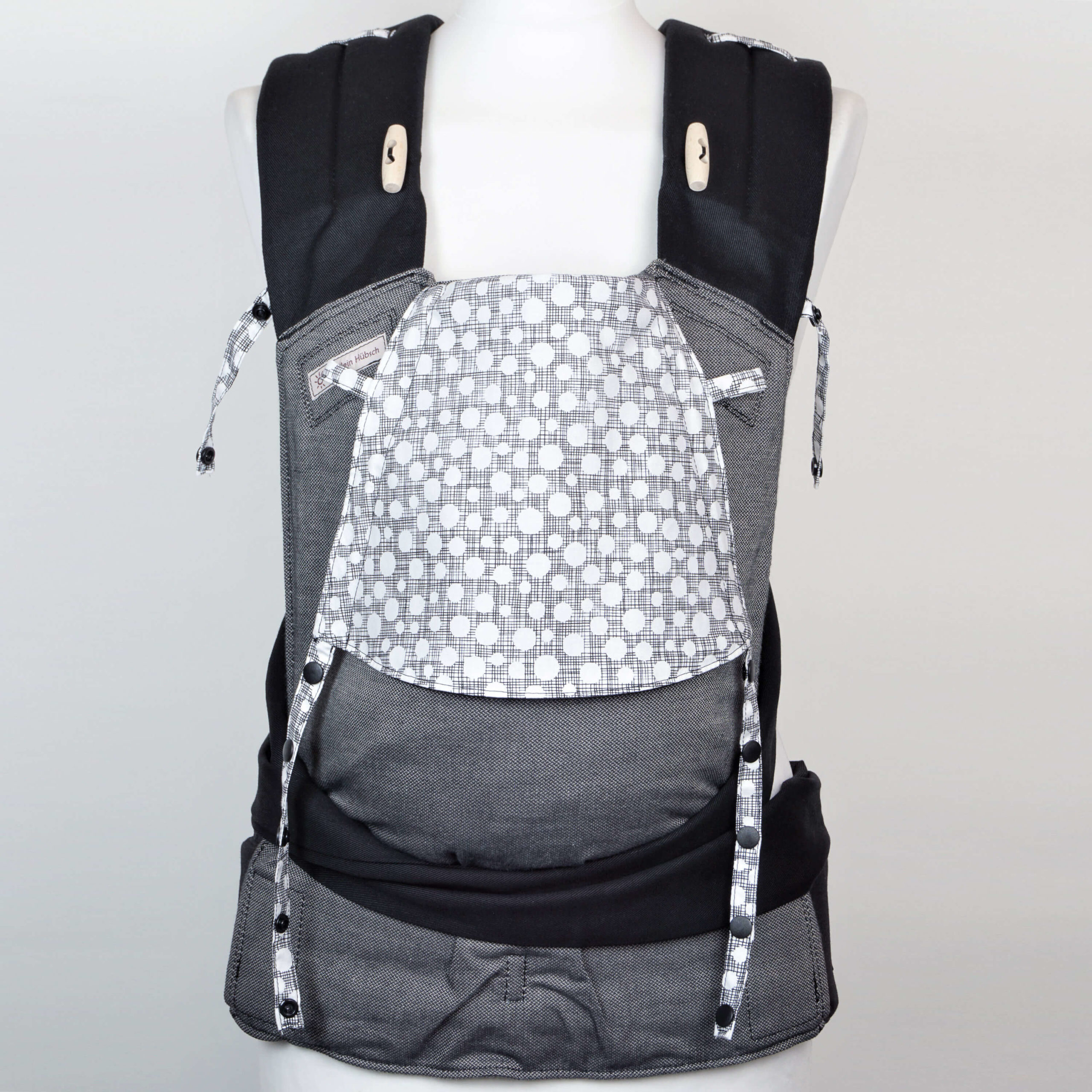 Frl. Hübsch Mei Tai Babysize "Graphic Dots Dunkelgrau" Version 2019