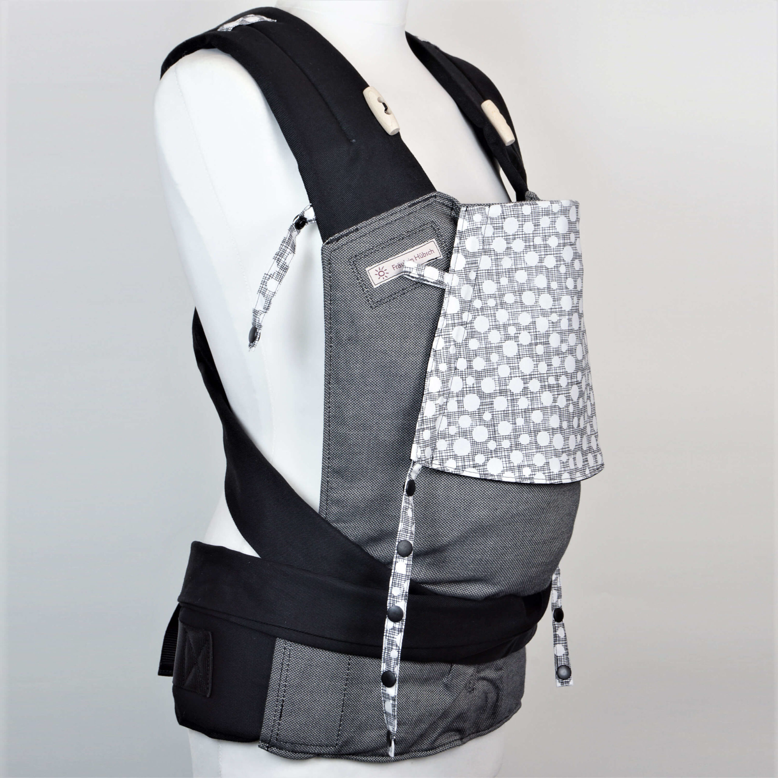 Frl. Hübsch Mei Tai Babysize "Graphic Dots Dunkelgrau" Version 2019 – Bild 2