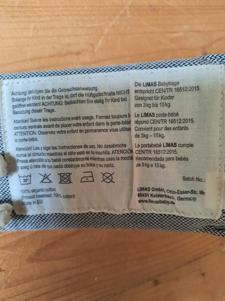 LIMAS Babytrage (Vorführmodell) OHNE Polster – Bild 3